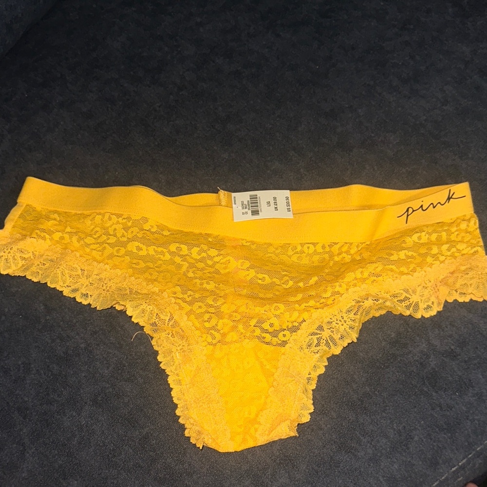 PINK Victoria's Secret Bright Yellow Lace Panties💛